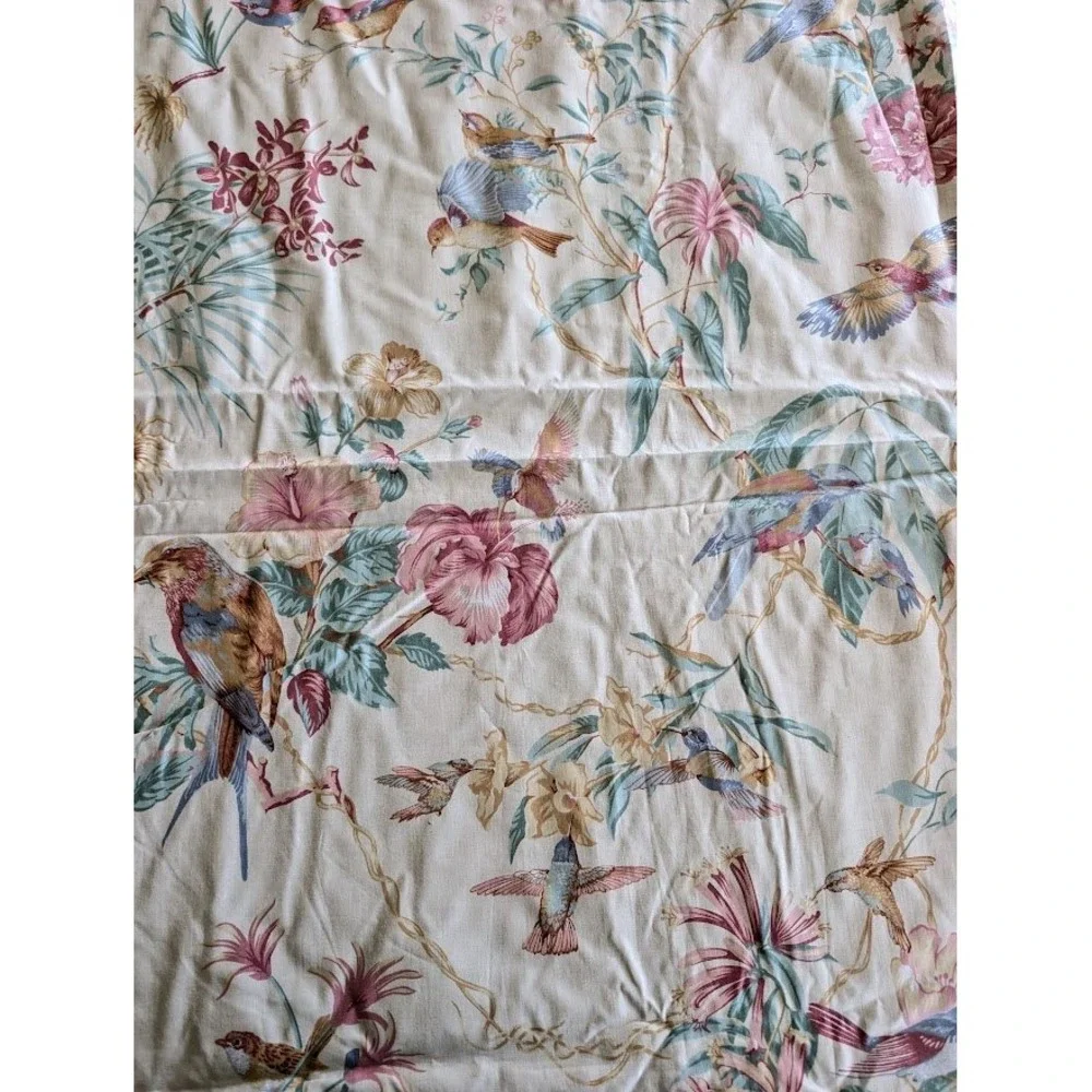 Jean B 5th Avenue Floral Bird Fabric 2 Yard 79x54 Polished Curtain Panel Cottage